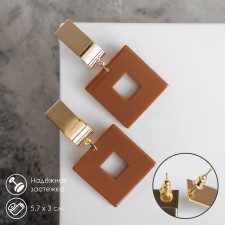 Earrings Assorted Azelia Square, brown color in gold