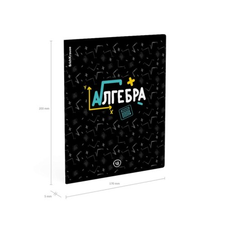 Subject notebook, 48 sheets, cage, algebra, Erichkrause "Inscription", Twin-Lalam Cardboard cover, OFSET BELICT 100%, info block-7