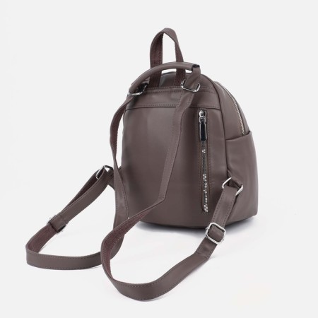 Women's backpack made of artificial leather with lightning, 3 pockets, brown color-1