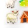 Silicon sticker with sparkles on the glass "Animals in the village" 18.5x17 cm