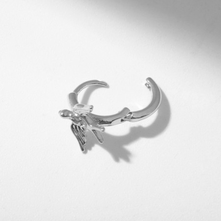 Piercing in the ear (Helix) “Swallow”, D = 8 mm, silver color-1