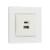 Socket with USB-A + usb-C connectors, 2.1 A, 5V, TOT MATTE GLASS, hidden, glass, white