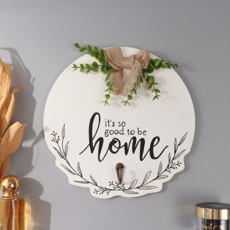 Decorative wood hooks "It is good to be at home. Balt and eucalyptus" 23.5x23.5 cm