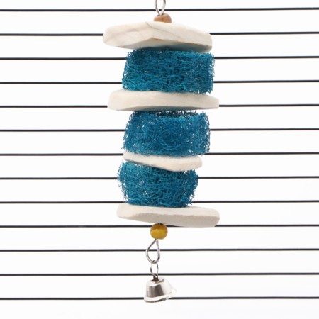 A toy with a karakatitsa carapace, lufu and bell, 25 x 5 cm, blue-3