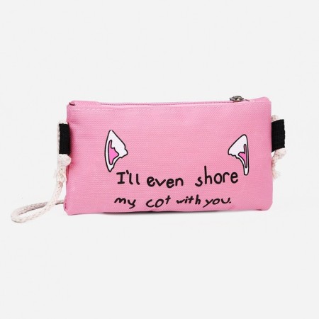 A backpack with a zipper, an outer pocket, a set of a chover, bag, pink color-8