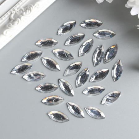 Decor for creativity Plastic "Rhinestial rhinestones. Transparent" (set 25 pcs) 1.8x0.9 cm