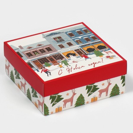 Box the national team "New Year's city", 17 x 17 x 7 cm, New Year-1