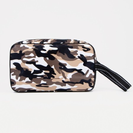 Cosmetic bag with lightning, brown color/camouflage-1