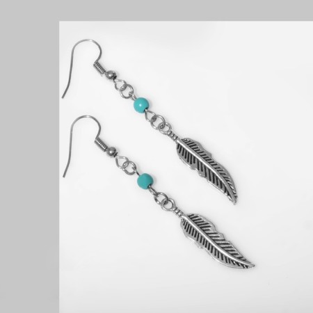 Earrings Assorted "History" Wings, Blue color in black silver-1