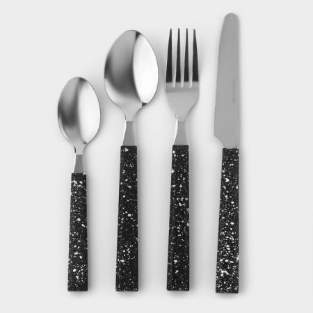 A set of cutlery of stainless steel on the stand “Black Marble”, 24 objects, thickness 1.2 mm