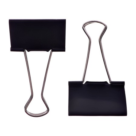 A set of clamps for papers of black 60mm 2 pieces in a package
