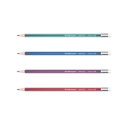 Chernographic pencil with Erichkrause "Sonata", HB, Grifel D = 2.2 mm, wood, three -sided in a tube, mix-1