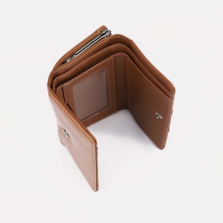 Women's wallet on the button, brown color-3