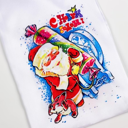 New Year's bag "Santa Claus with a cracker", satin, full -color printing, 21x35 cm-1