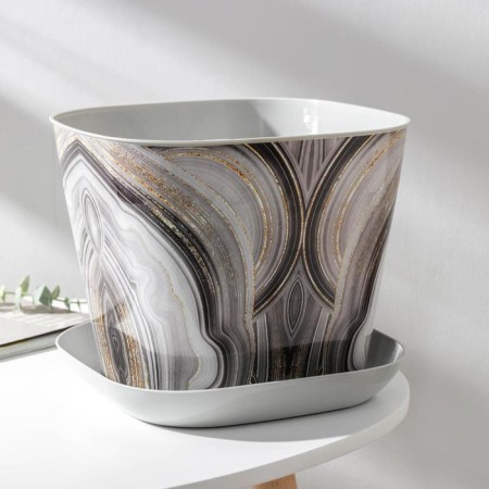 Pot with the pallet "Marble", 7.3 l, the color is light gray