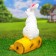 Garden figure "Bunny on a log" White, 45cm