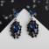 Earrings with rhinestones "carnival" chic, blue color in black silver