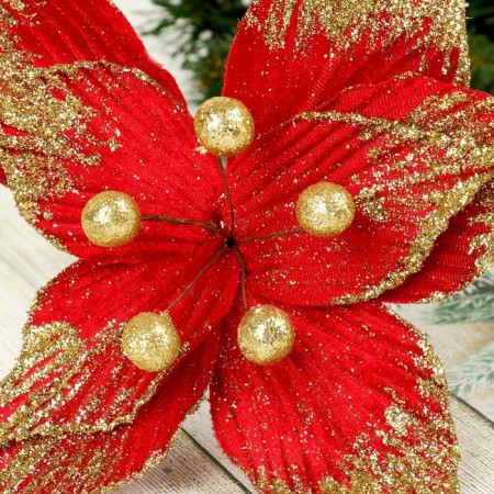 Decor "Winter Flower" 21x19 cm stripes, red-1