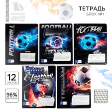 A notebook in a frequent scythe ruler of 12 sheets A5, on the paper clip “September 1: Football”, the cover coated cardboard, block No. 1, 5 types of mix
