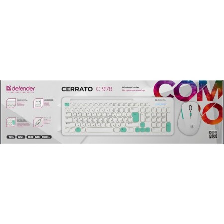 Keyboard set and Defender Cerrato C-978, membrane, 1600 dpi, USB, white mouse-12