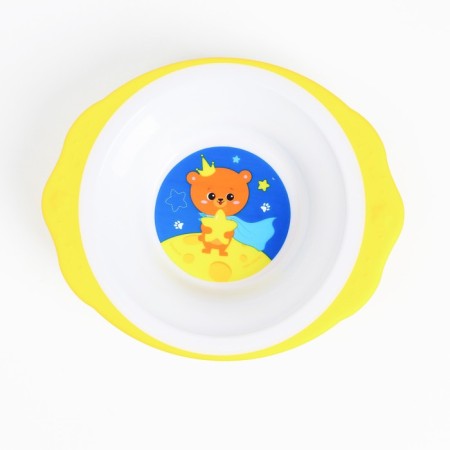 A set of children's dishes "Bear Prince", a plate on the suction cup 250ml, fork, spoon-1