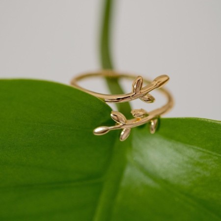 Ring "Branches" trend, color gold, dimensionless-2