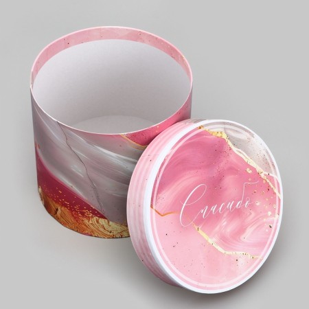 A set of hats for flowers 4 in 1, gift packaging, “marble”, 20 x 17.5 - 16 x 14 cm-3