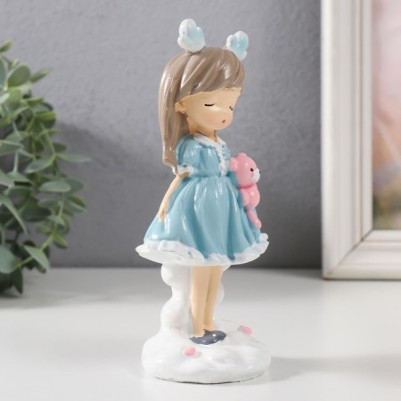 Souvenir Polystone "Girl with deer horns and a bear in the hands" MIX 8x6.4x16.5 cm-2