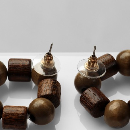 Earrings "Vakanda" style, rhombus weaving, brown color-1