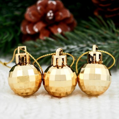 Set of balls plastic D-2.5 cm, 16 pcs "Disco" gold