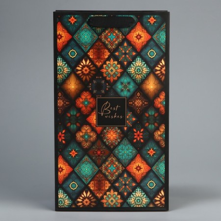 Gift package for two bottles, packaging, "Best Wishes", 35 x 20 x 9 cm-2