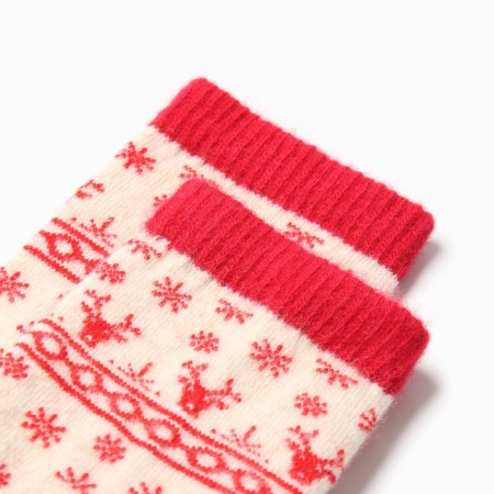 Women's sheepskin socks wool, white/red color, rr 38-40-1
