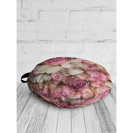 Pillow Pill "Pink Bouquet", Decorative, D = 52 cm-1