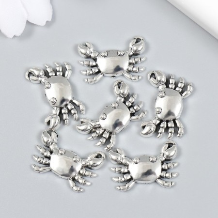 Decor for creativity Metal "Krabik" set 6 pcs silver 1.6x2.3 cm-2