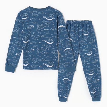 Pajamas for boys, jeans color, height 134 cm-5