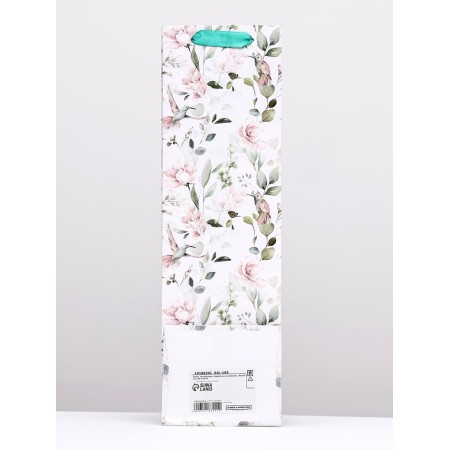 Package for the bottle "Flower combination", white 12 x 40 x 10 cm-2