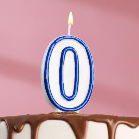 Candle for cake the number "0", tone rim, 7 cm, mix
