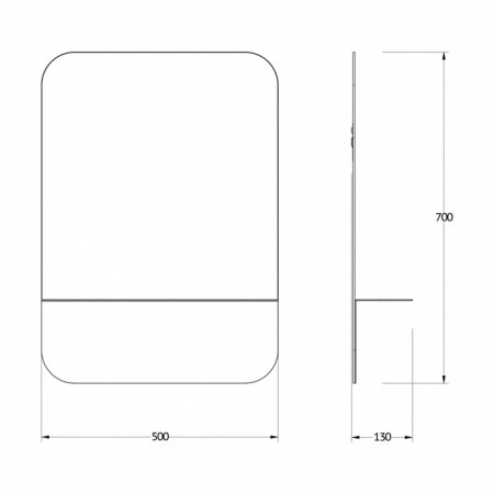 Mirror with a metal shelf, evoForm, 50x70 cm, black color-1