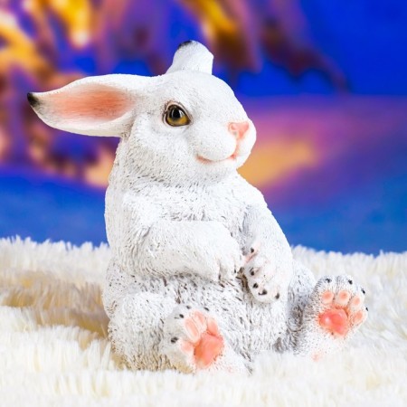 Garden figure "Stepashka sits" white, 15x13x19cm-4
