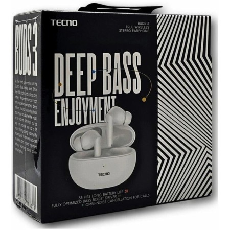 Tecno Buds 3 headphones, wireless, TWS, vacuum, BT 5.3, 37/500 mAh, microphone, white-6