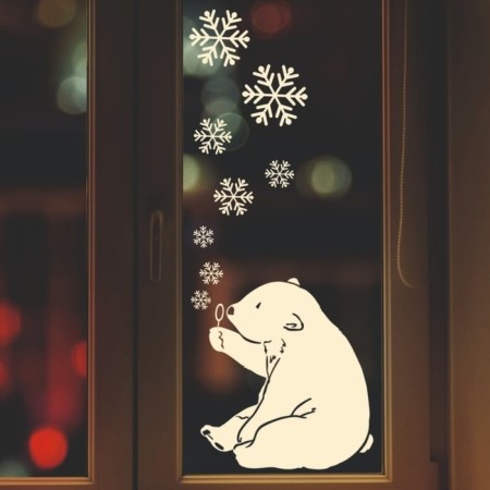 Decorative sticker for windows "Bear and snowflakes" 40x47 cm