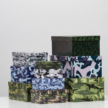 A set of boxes 10 in 1 Militari 2, 30.5 x 20 x 13 - 12 x 6.5 x 4 cm-1