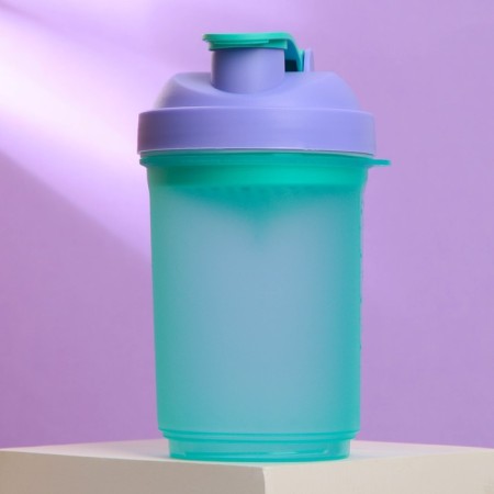 Sports shaker with a bowl for protein, purple-blue, 500 ml-2
