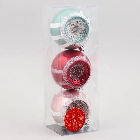 Set of balls plastic D-8 cm, 3 pcs "Frost" mix-1