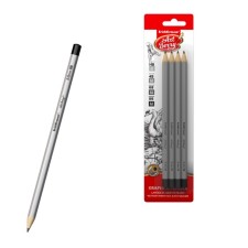 A set of pencils of chernographic various hardness of 4 pieces, erichkrause, griffle d = 2.2 mm, hexagonal, shock -resistant, silver, in blister