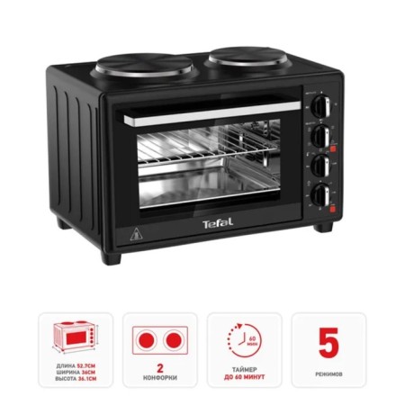 Mini-fucker Tefal of463830, 1500 watts, 32 l, 90-230 ° C, grill, black-1