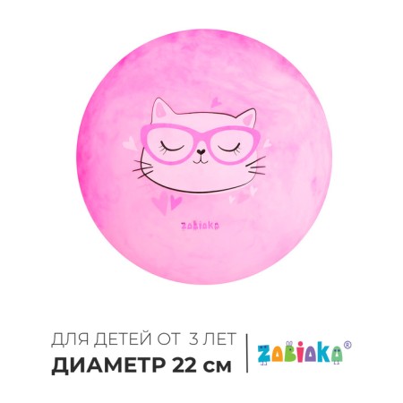 Children's ball zabiaka "cat with glasses", d = 22 cm, 60 g