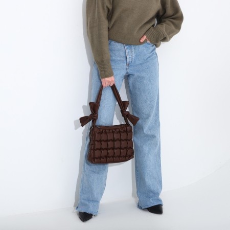 Load bag with zipper, long belt, brown color-6