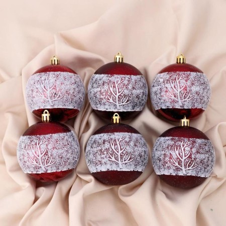 Set of balls plastic D-8 cm, 6 pcs "Ethel" red-white