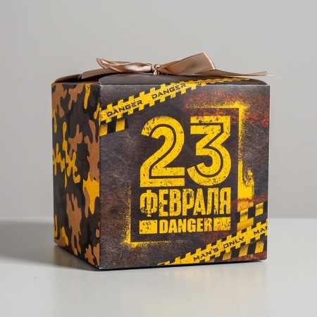 Gift folding box, packaging, “February 23!”, 12 x 12 x 12 cm-1